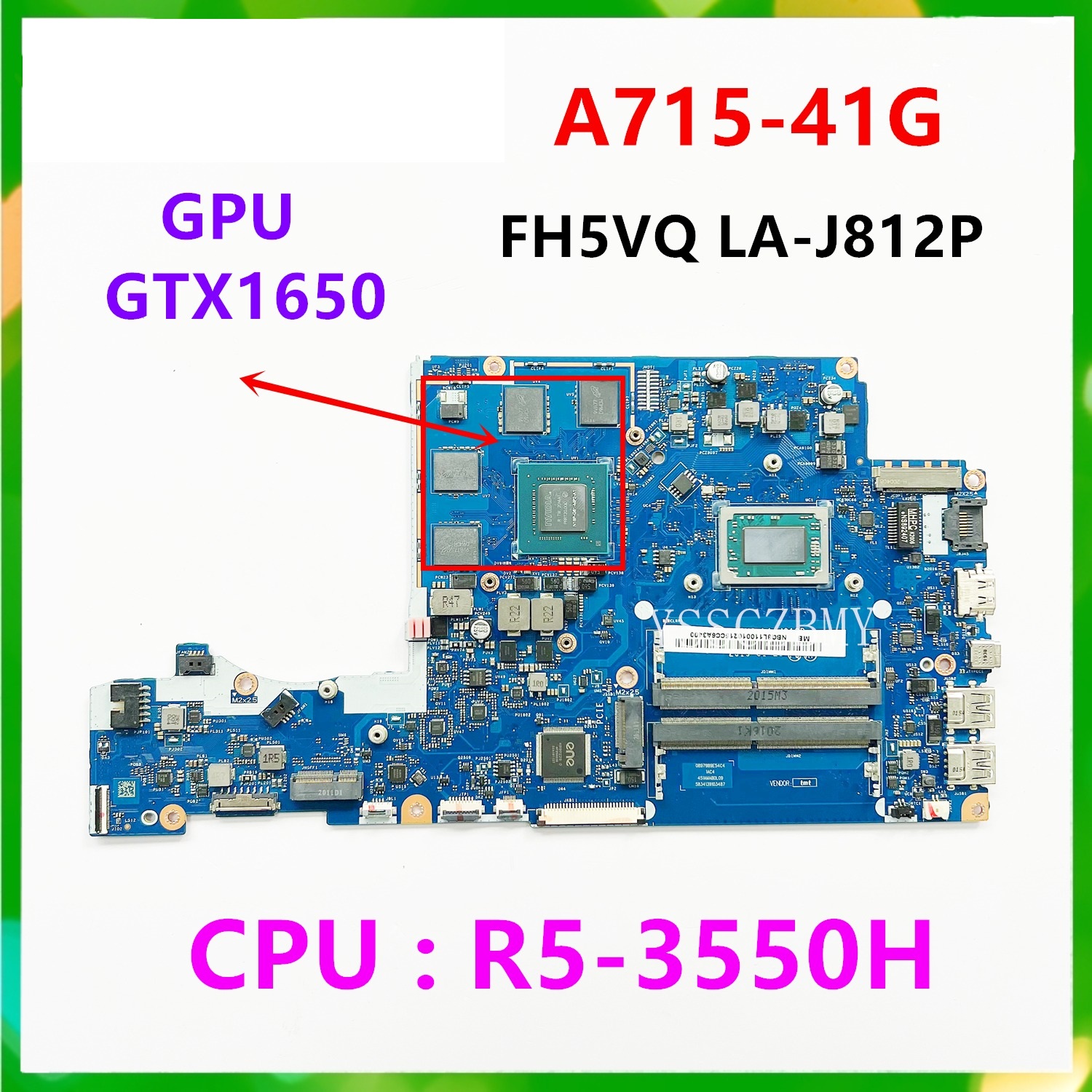 Placa de baza noua pentru Acer A715-41G cod NB.Q8Q11.001 Procesor R5-3550H Cip grafic N18PG-62-A1 cu 4GB memorie